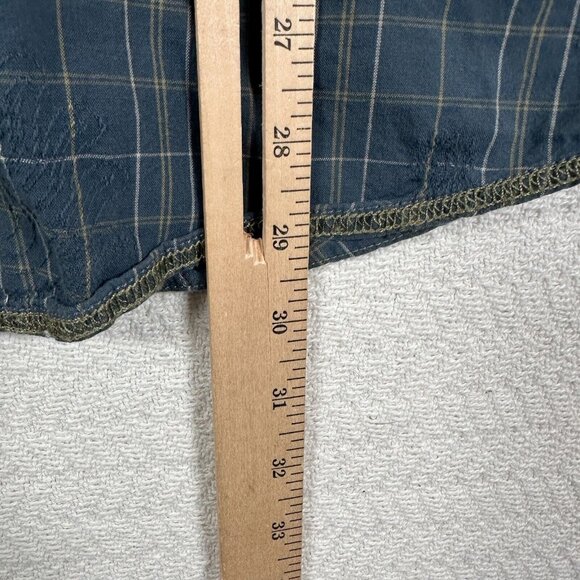 REI Mens Size XL Shirt Short Sleeve Button Front Blue Plaid Y2K Embroidered Sun - Picture 7 of 15